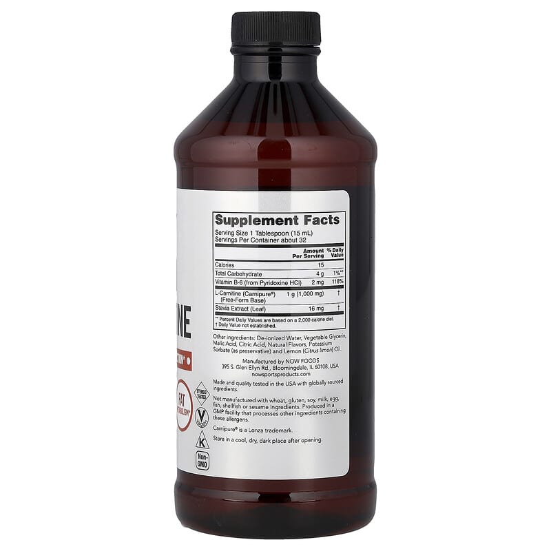 now l-carnitine liquid NOW FOODS CARNITINE LIQUID CITRUS 16 65 1330211 main image 0