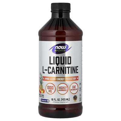 NOW Foods, Sports Series, Liquid L-Carnitine, Tropical Fruit Flavor, 16 fl oz (473 ml)