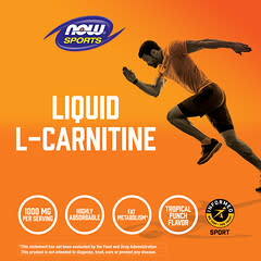 NOW Foods, Sports, L-carnitina líquida, Ponche tropical, 1000 mg, 473 ml (16 oz. Líq.)