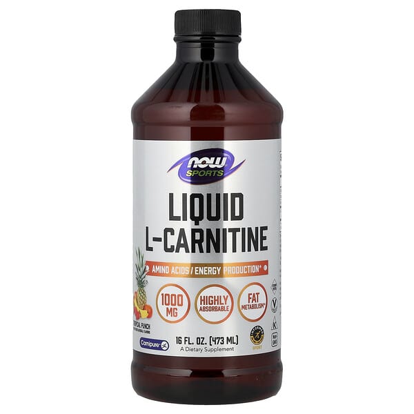 NOW Foods, 스포츠, 리퀴드 l-카르니틴, 트로피컬 펀치, 473ml(16fl oz)