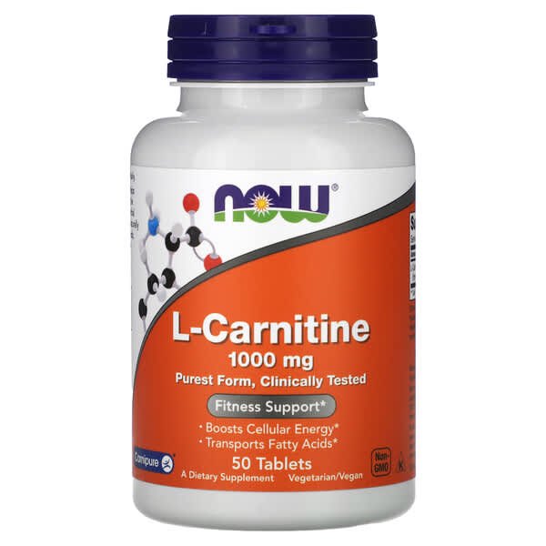 NOW Foods, L-карнитин, 1000 мг, 50 таблеток