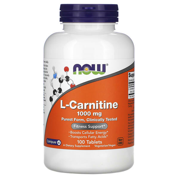 NOW Foods, L-carnitina, 1000 mg, 100 comprimidos