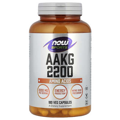 NOW Foods, AAKG 2200, 2200 mg, 180 Vegetarian Capsules (550 mg per capsule)