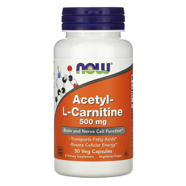 NOW Foods, AcetylL Carnitine, 500 mg, 50 Veg Capsules