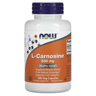 NOW Foods, L-carnosina, 500 mg, 100 cápsulas vegetales