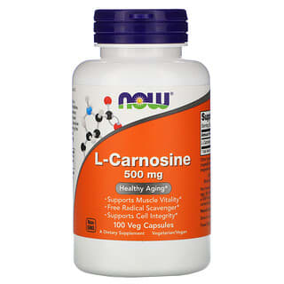NOW Foods, L-carnosina, 500 mg, 100 cápsulas vegetales
