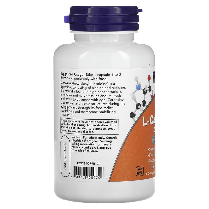 L-カルノシン、500mg、ベジカプセル100粒