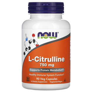 NOW Foods, L-цитруллин, 750 мг, 90 растительных капсул