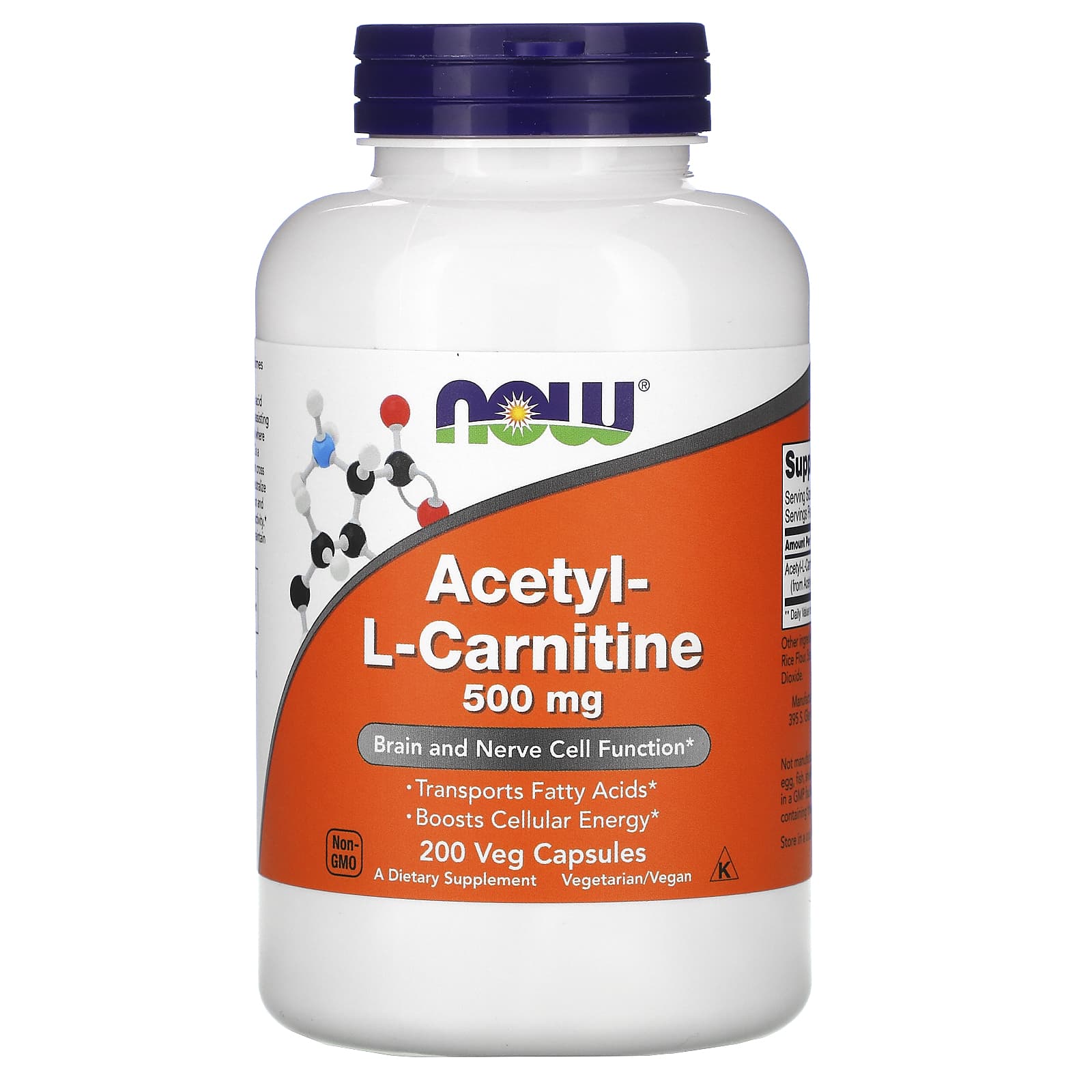 NOW Foods, Acetyl-L-Carnitine, 500 mg, 200 Veg Capsules