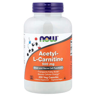 NOW Foods, Acetyl-L-Carnitine, 500 mg, 200 Veg Capsules