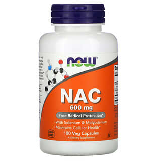 NOW Foods, NAC (N-ацетилцистеин), 600 мг, 100 растительных капсул