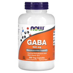 NOW Foods, GABA con vitamina B6, 500 mg, 200 cápsulas vegetales