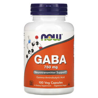 NOW Foods, GABA con vitamina B6, 750 mg, 100 cápsulas vegetales
