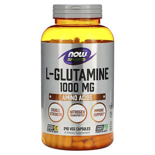 NOW Foods, Deportes, L-glutamina, 1000 mg, 240 cápsulas vegetales
