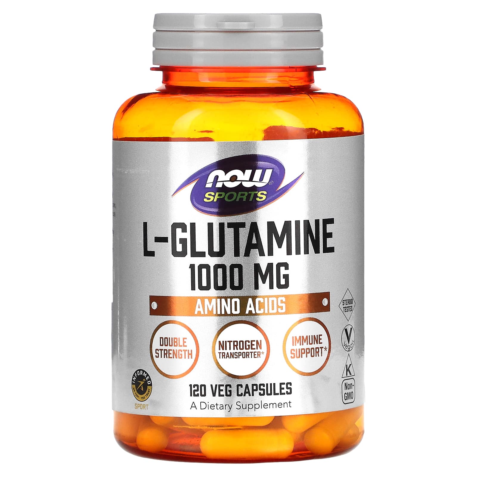 NOW Foods, Sports, L-Glutamine, Double Strength, 1,000 mg, 120 Veg Capsules