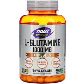 NOW Foods, L-glutamina, Doble concentración, 1000 mg, 120 cápsulas vegetales