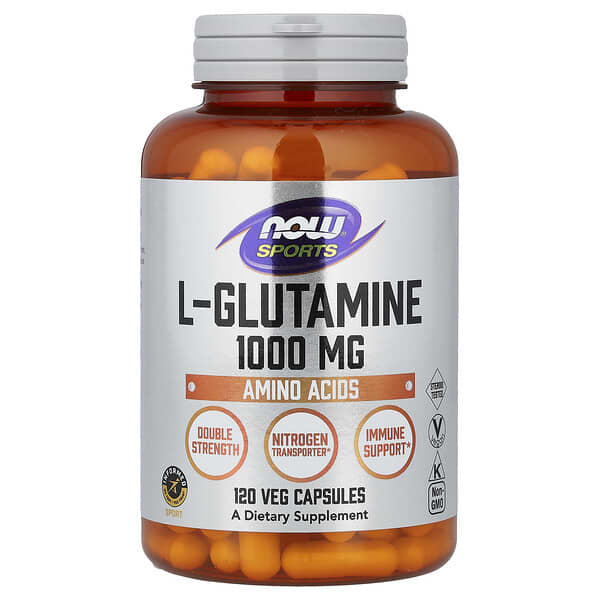 NOW Foods, 스포츠, L-글루타민, 1,000mg, 베지 캡슐 120정