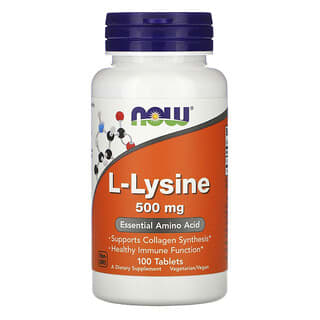 NOW Foods, L-lisina, 500 mg, 100 comprimidos