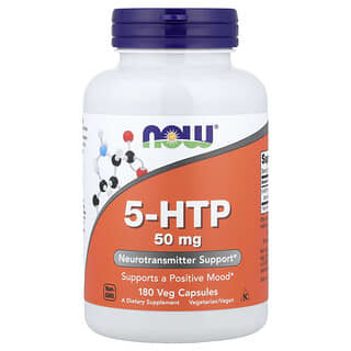 NOW Foods, 5-HTP, 50 mg, 180 vegetabiliska kapslar