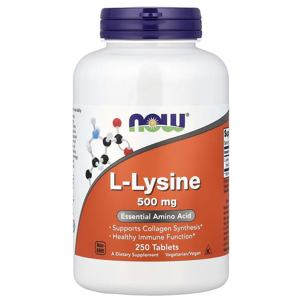 NOW Foods, L-라이신, 500mg, 250정
