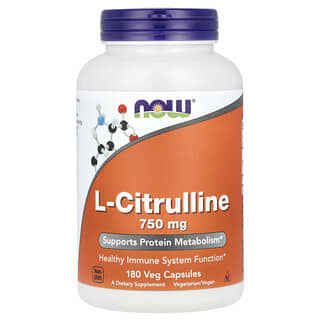 NOW Foods, L-Citrulline, 750 mg, 180 Veg Capsules (375 mg Per Capsule)