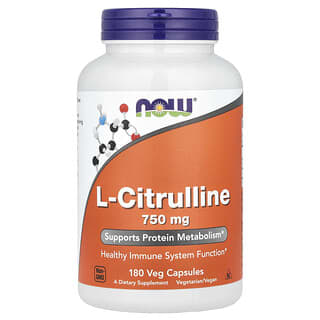 NOW Foods, L-Citrulline, L-Citrullin, 1.500 mg, 180 pflanzliche Kapseln (750 mg pro Kapsel)