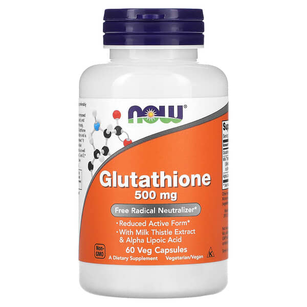 NOW Foods, Glutathione, Glutathion, 500 mg, 60 pflanzliche Kapseln