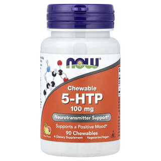 NOW Foods, 5-HTP, натуральный цитрус, 100 мг, 90 жевательных таблеток