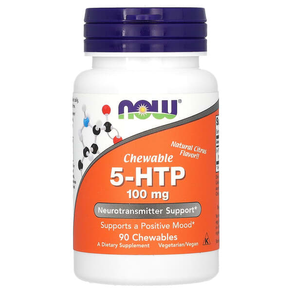 NOW Foods, 5-HTP 咀嚼片，天然柑橘味，100 毫克，90 片裝