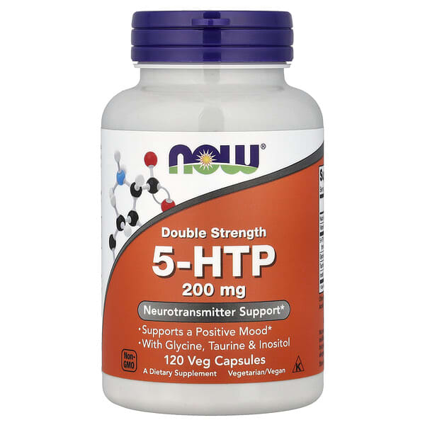 NOW Foods, 5-HTP，雙倍效果，200 毫克，120 粒素食膠囊