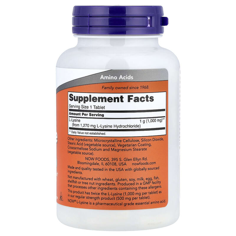 l carnitine l lysine L-Lysine, 1,000 mg, 100 Tablets