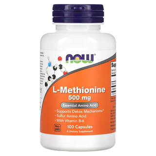 NOW Foods, L-метионин, 500 мг, 100 капсул