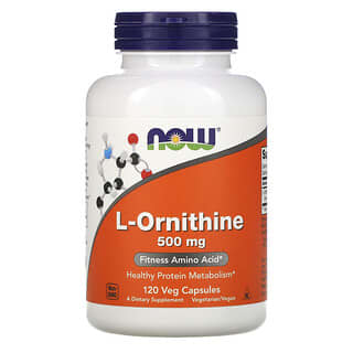 NOW Foods, L-Ornitina, 500 mg, 120 Cápsulas Vegetais