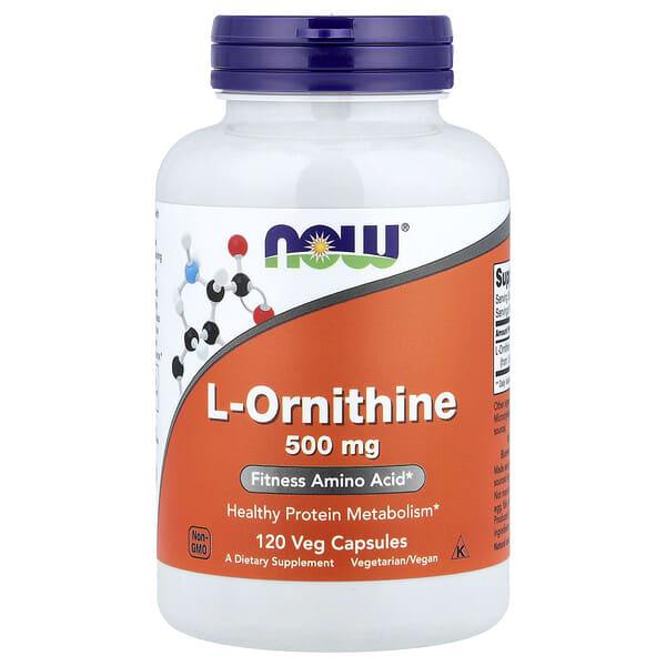 NOW Foods, L-오르니틴, 500mg, 베지 캡슐 120정