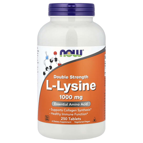 NOW Foods L-Lysine, 1,000 mg, 250 Tablets
