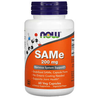 Now Foods, SAMe (дисульфат тозилат), 200 мг, 60 растительных капсул