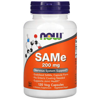 NOW Foods, SAMe（對甲苯磺酸硫酸鹽），200 毫克，120 粒素食膠囊