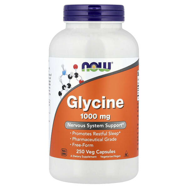 NOW Foods Glycine, 1,000 mg, 250 Veg Capsules