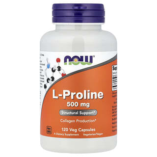 NOW Foods, L-prolina, 500 mg, 120 cápsulas vegetales