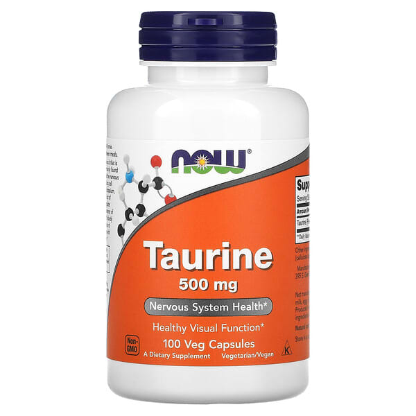 NOW Foods, Taurina, 500 mg, 100 cápsulas vegetales