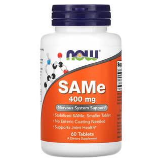 Now Foods, SAMe, 400 мг, 60 таблеток