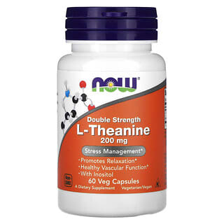 NOW Foods, L-théanine, Double efficacité, 200 mg, 60 capsules végétales