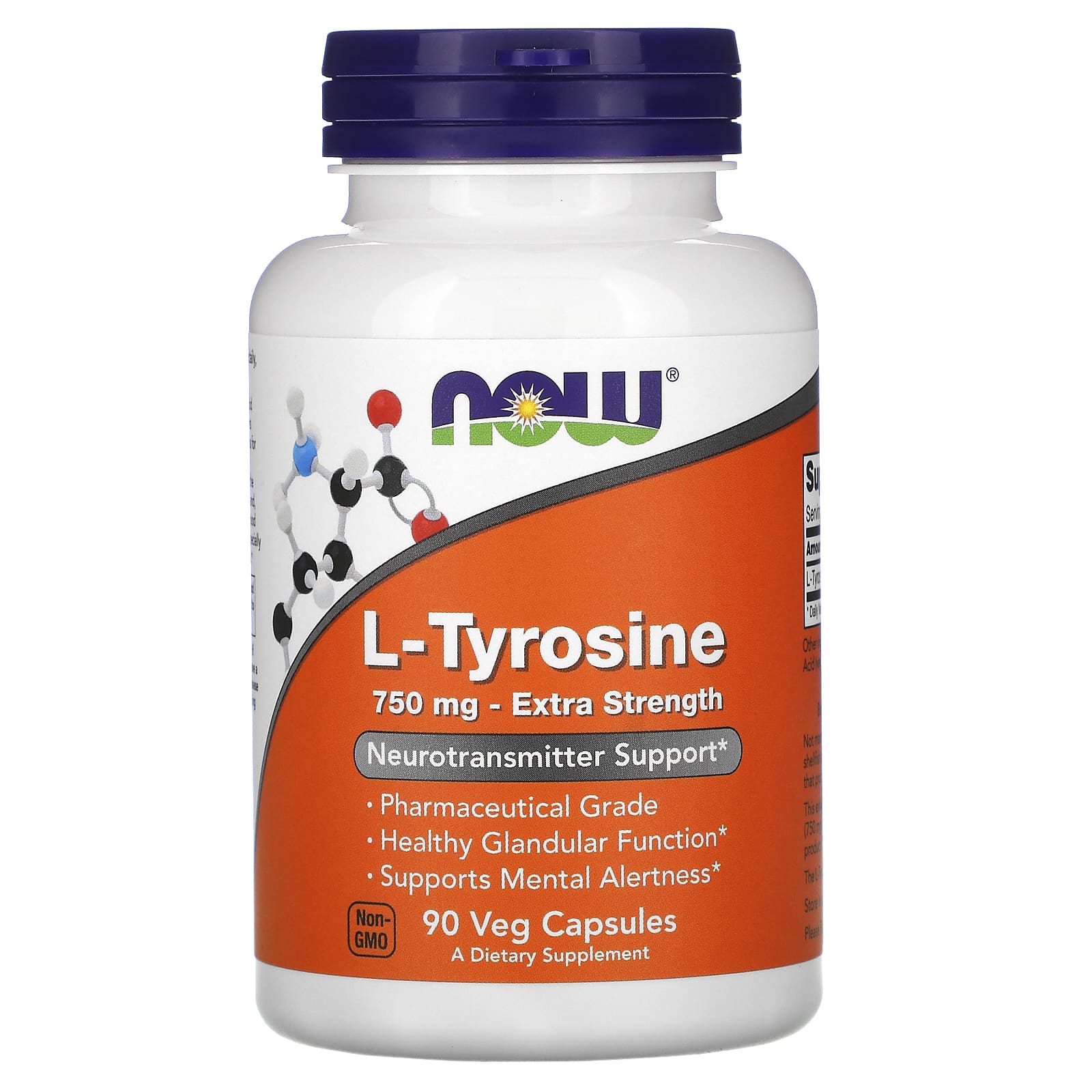 NOW Foods, L-Tyrosine, Extra Strength, 750 mg, 90 Veg Capsules