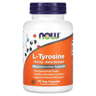 NOW Foods, L-Tyrosine, Extra Strength, 750 mg, 90 Veg Capsules