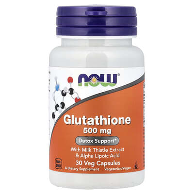 NOW Foods, Glutathione + Milk Thistle Extract and Alpha-Lipoic Acid, 30 Vegetarian Capsules