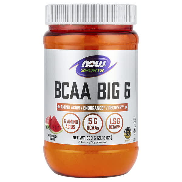 NOW Foods Sports, BCAA Big 6, Watermelon, 21.16 oz (600 g)