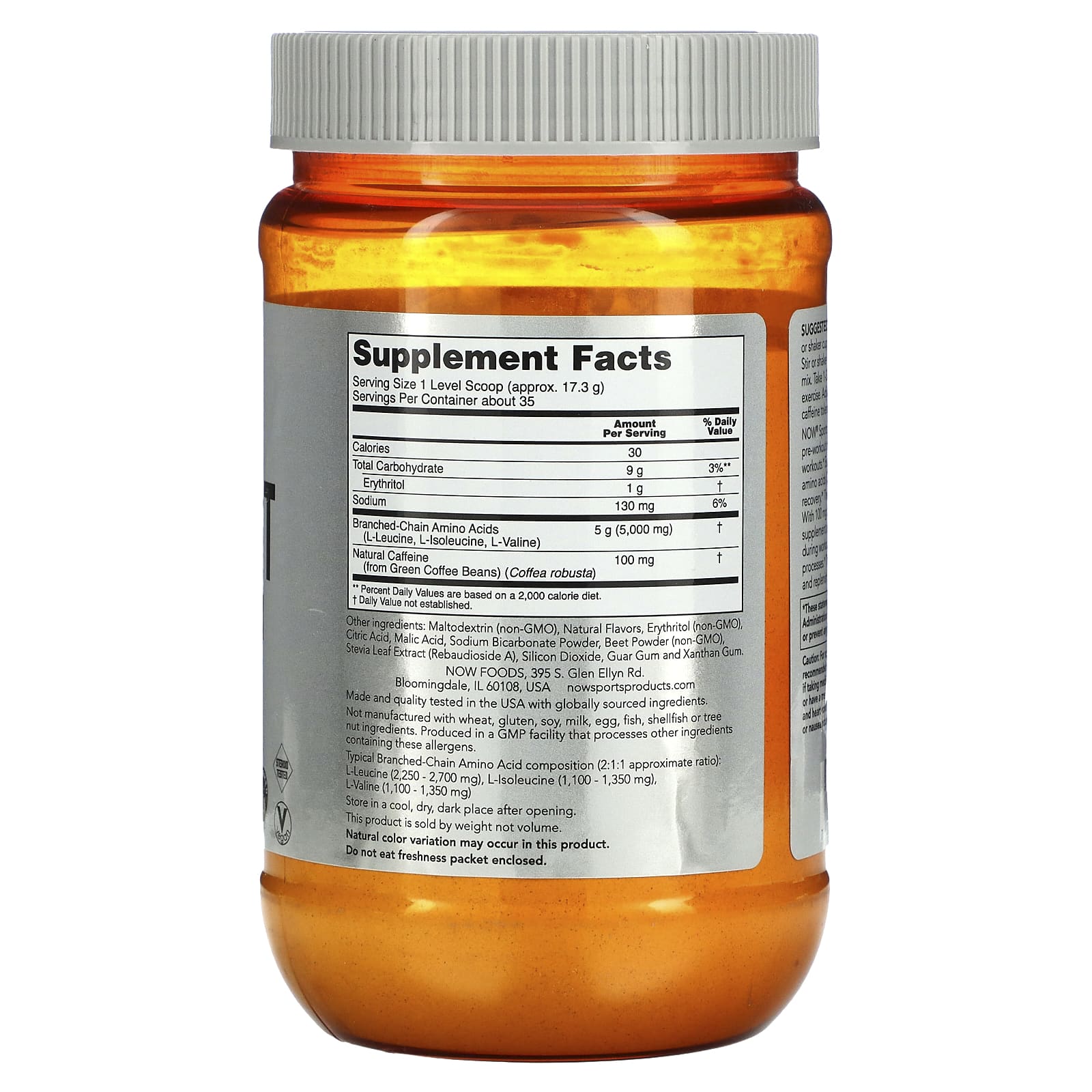 NOW Foods, Sports, BCAA Blast, Natural Raspberry, 21.16 oz (600 g)