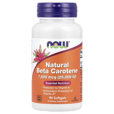 NOW Foods, Natural Beta-Carotene, 7,500 mcg (25,000 IU), 90 Softgels