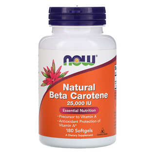 NOW Foods, Natural Beta Carotene, 25,000 IU, 180 Softgels