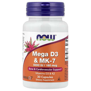 NOW Foods, Mega D3 e MK-7, 30 capsule